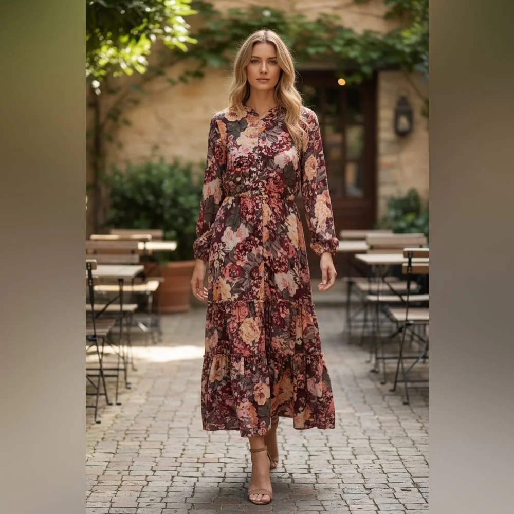 Lost + Wander Romantic Garden Maxi Dress Long Sleeve Nordstrom Hard to Find - Picture 1 of 4